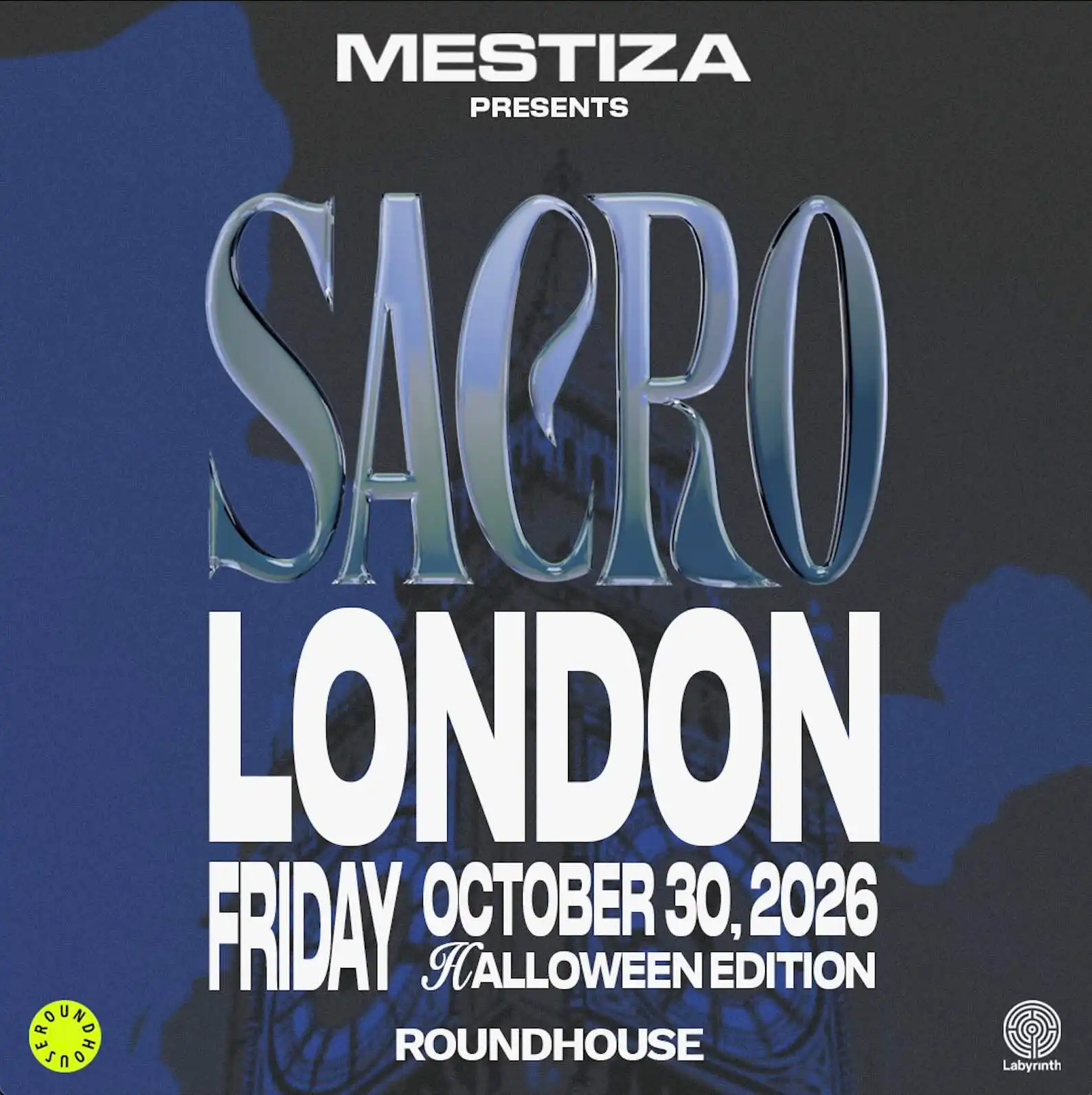 MESTIZA presents Sacro Halloween event poster