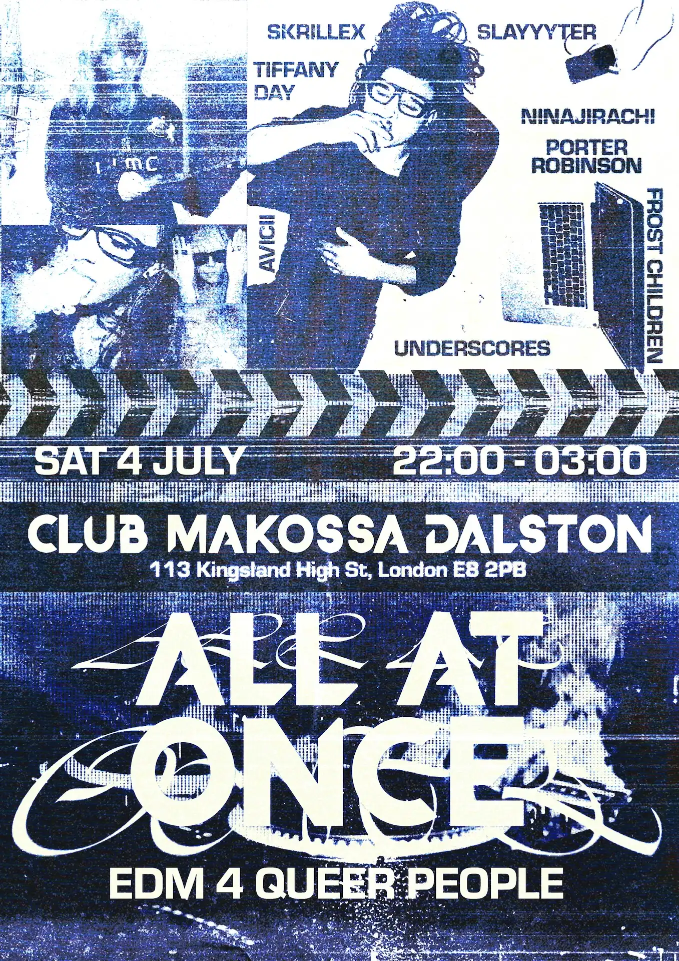 All At Once - edm 4 queer ppl (pride edition) event poster