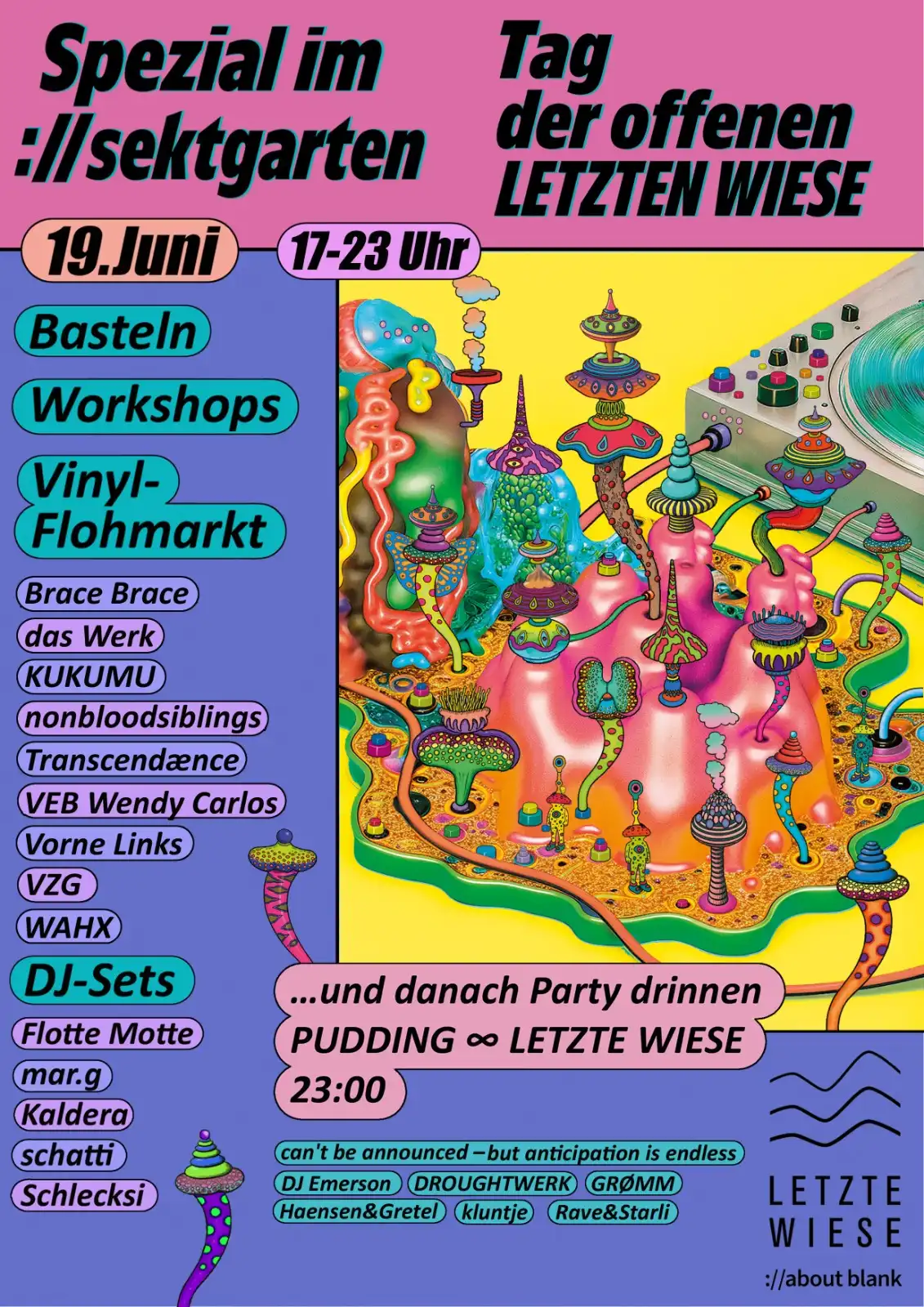 ://sektgarten x Tag der offenen LETZTEN WIESE [free entry & open air] event poster