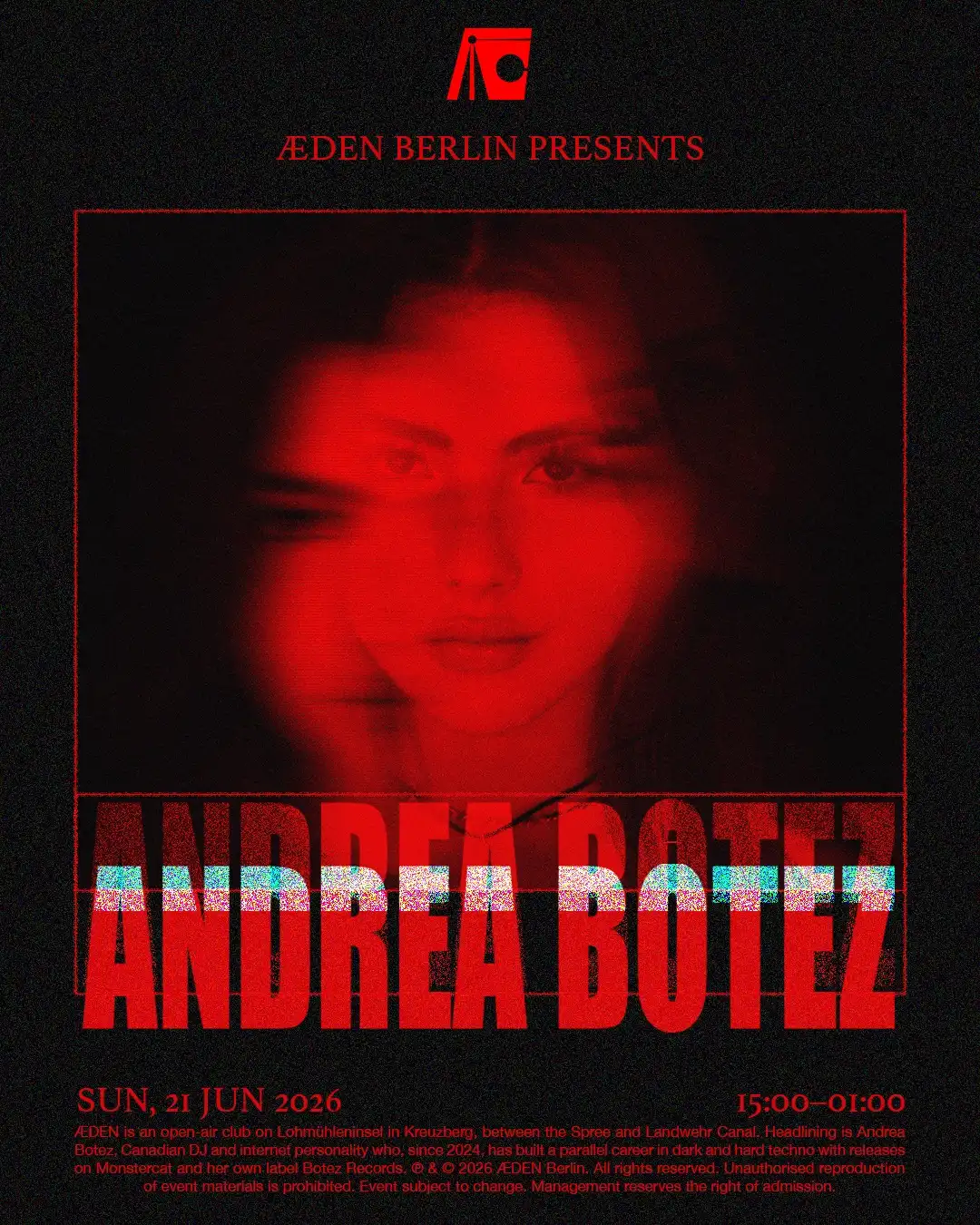 ÆDEN presents: Andrea Botez event poster