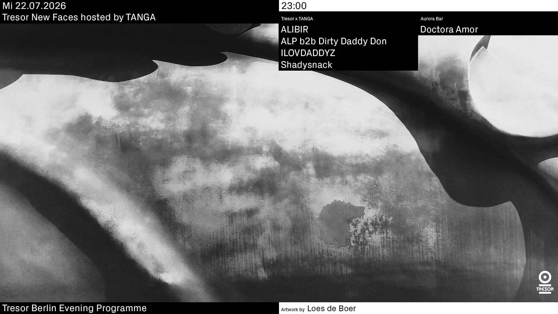 Tresor New Faces hosted by TANGA event poster