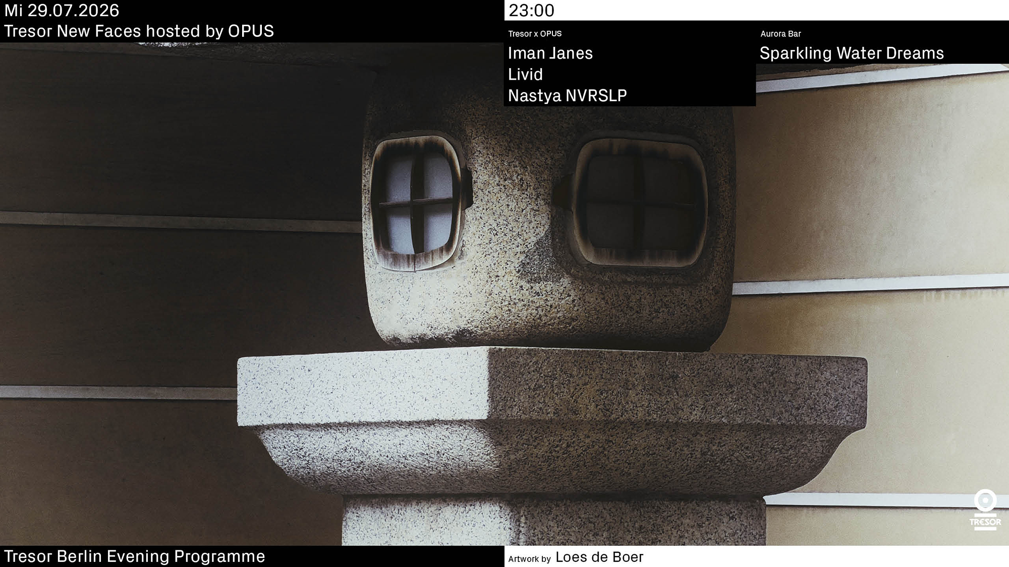 Tresor New Faces hosted by OPUS event poster
