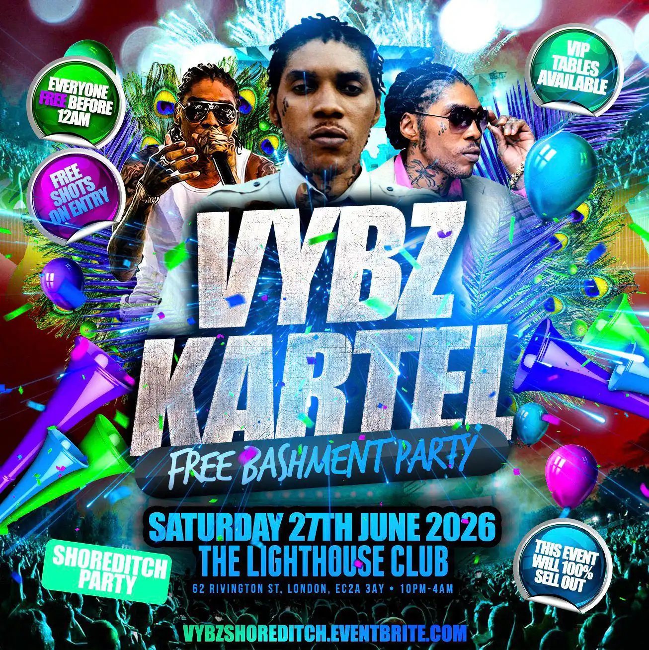Vybz Kartel - Free Bashment Party - Everyone Free Before 12AM event poster