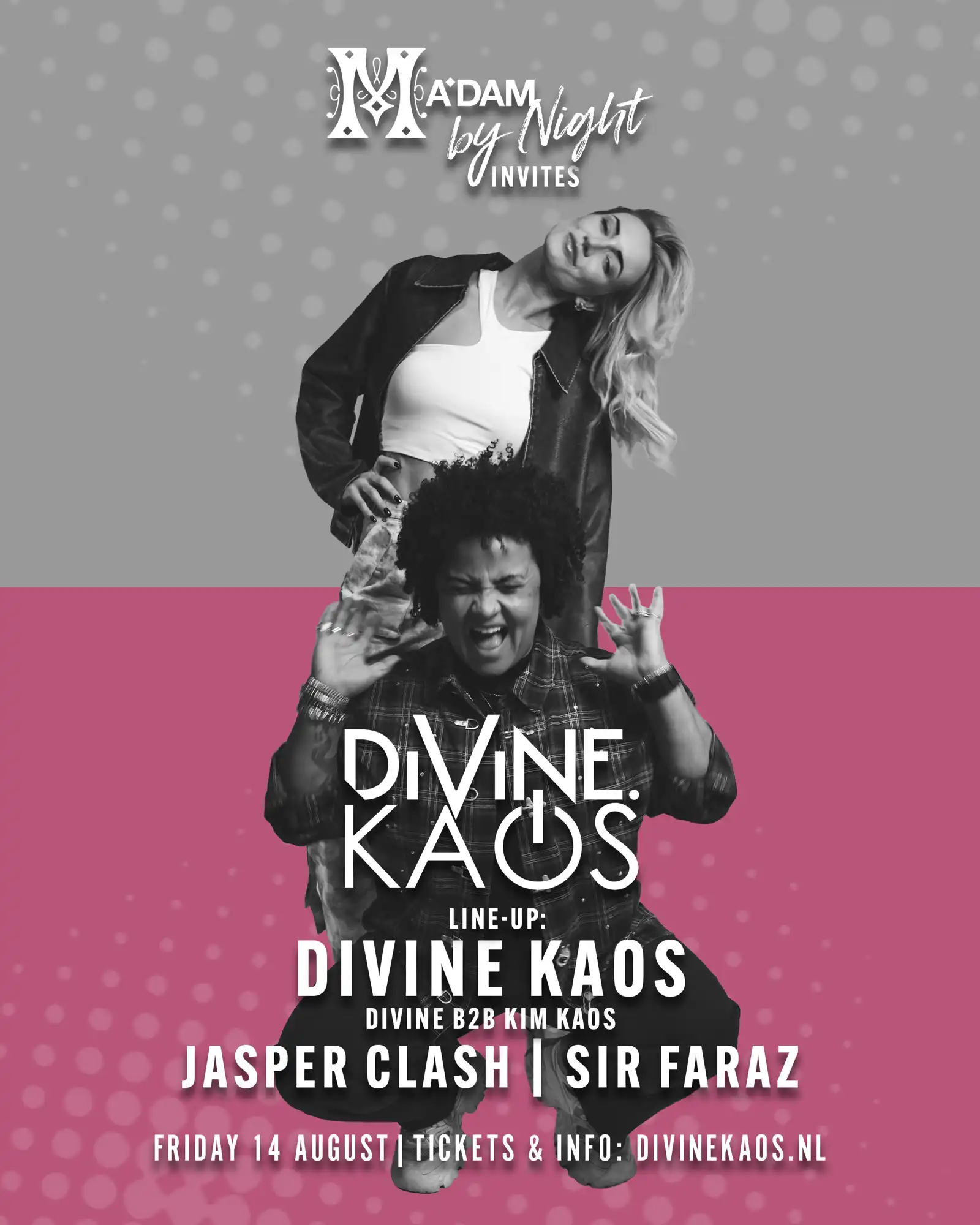 Madam by Night invites: A Divine Kaos event poster