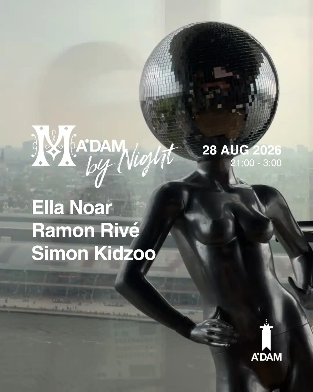 Madam by Night invites: Simon Kidzoo, Ramon Rivé, Ella Noar event poster