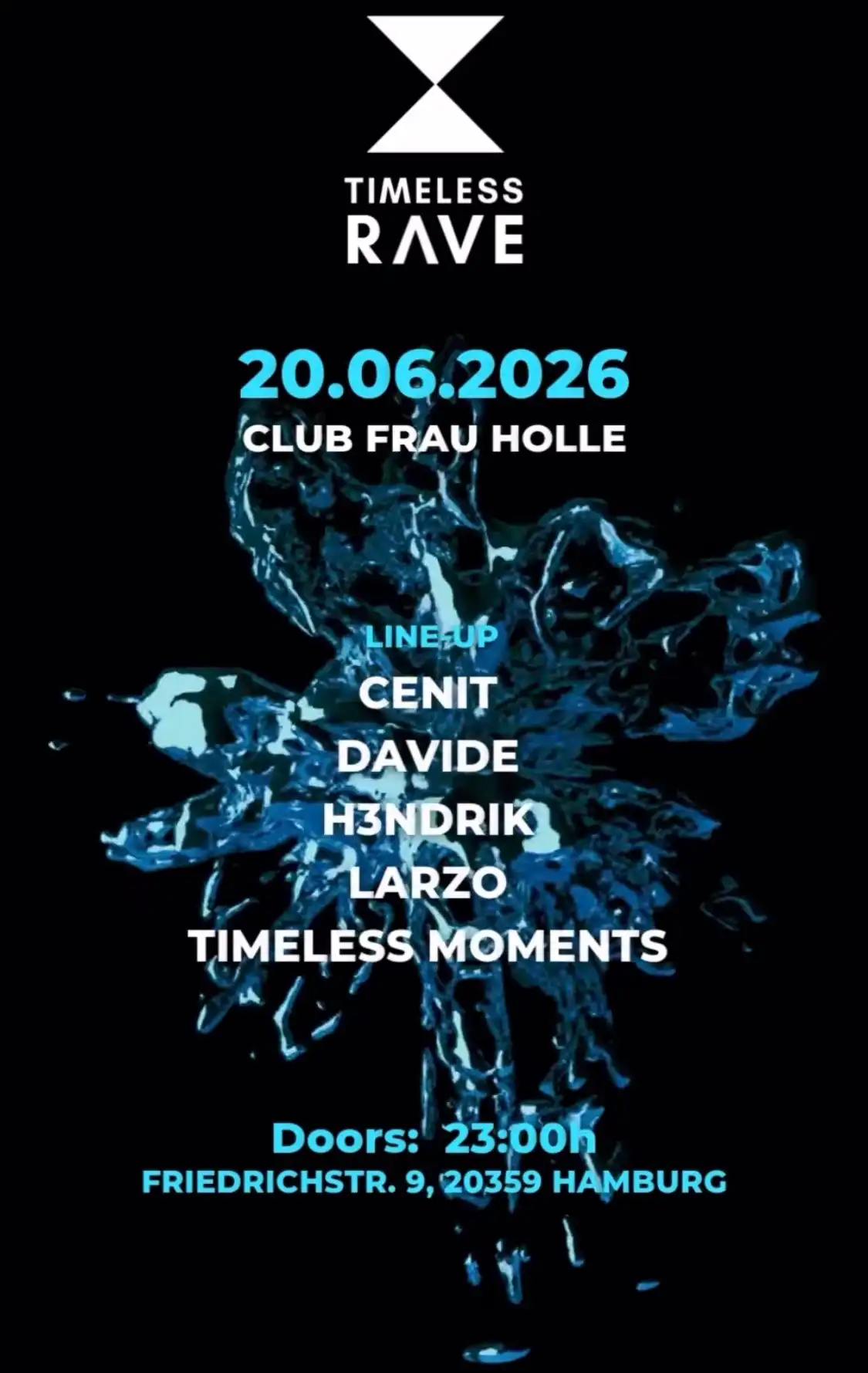 TIMELESS RAVE w/ H3NDRIK, Larzo, DAVIDE, Cenit, Timeless Moments event poster