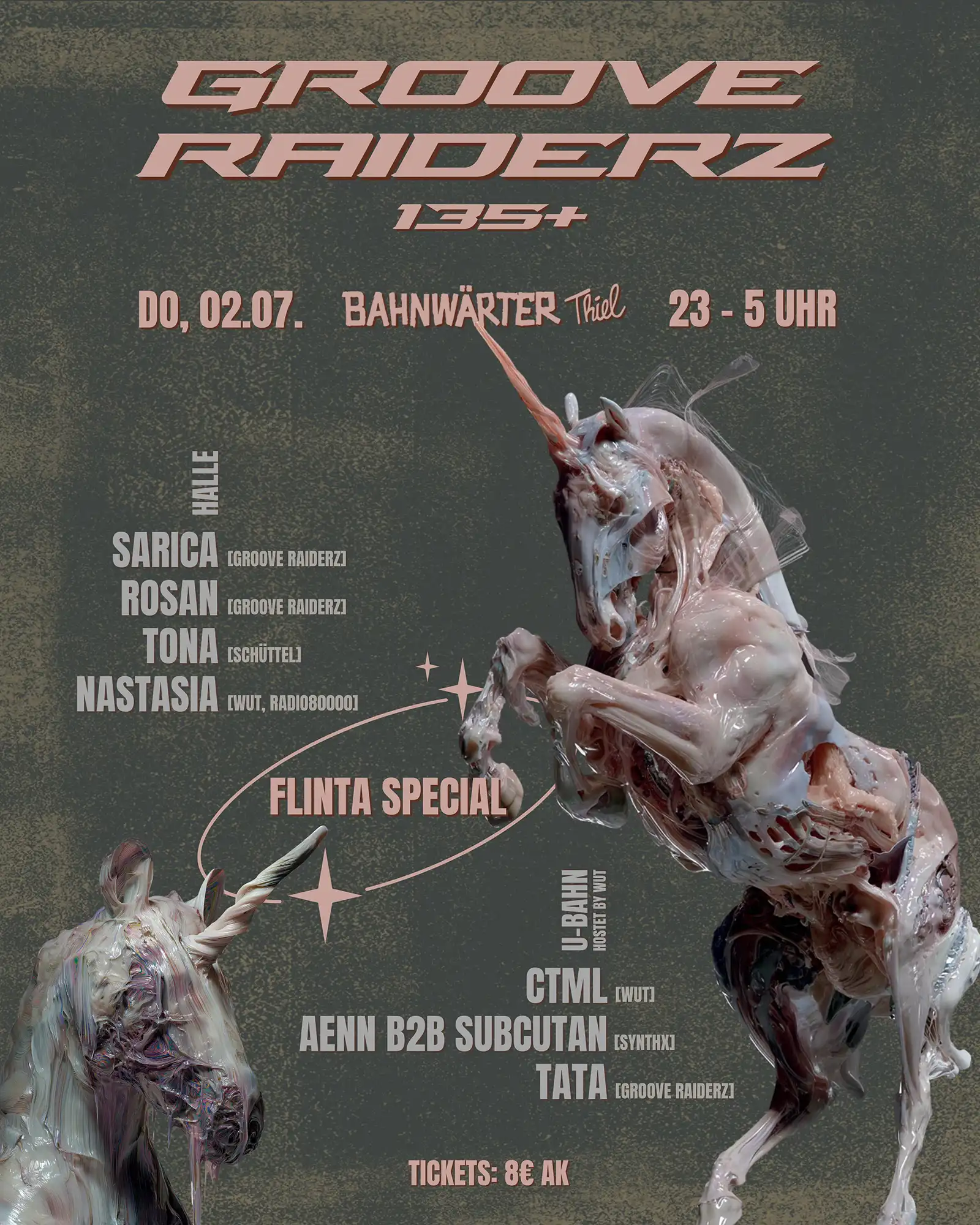 135+ mit Grooveraiderz & WUT Kollektiv event poster