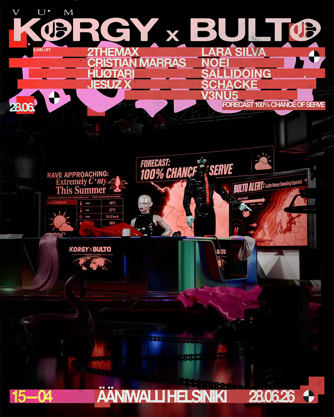 VUM X KORGY X BULTO event poster
