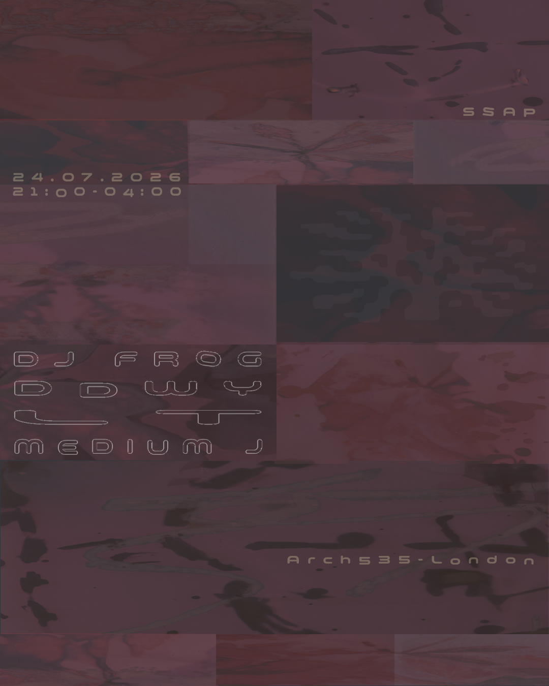 SSAP: DJ Frog, ddwy, LT, Medium J event poster