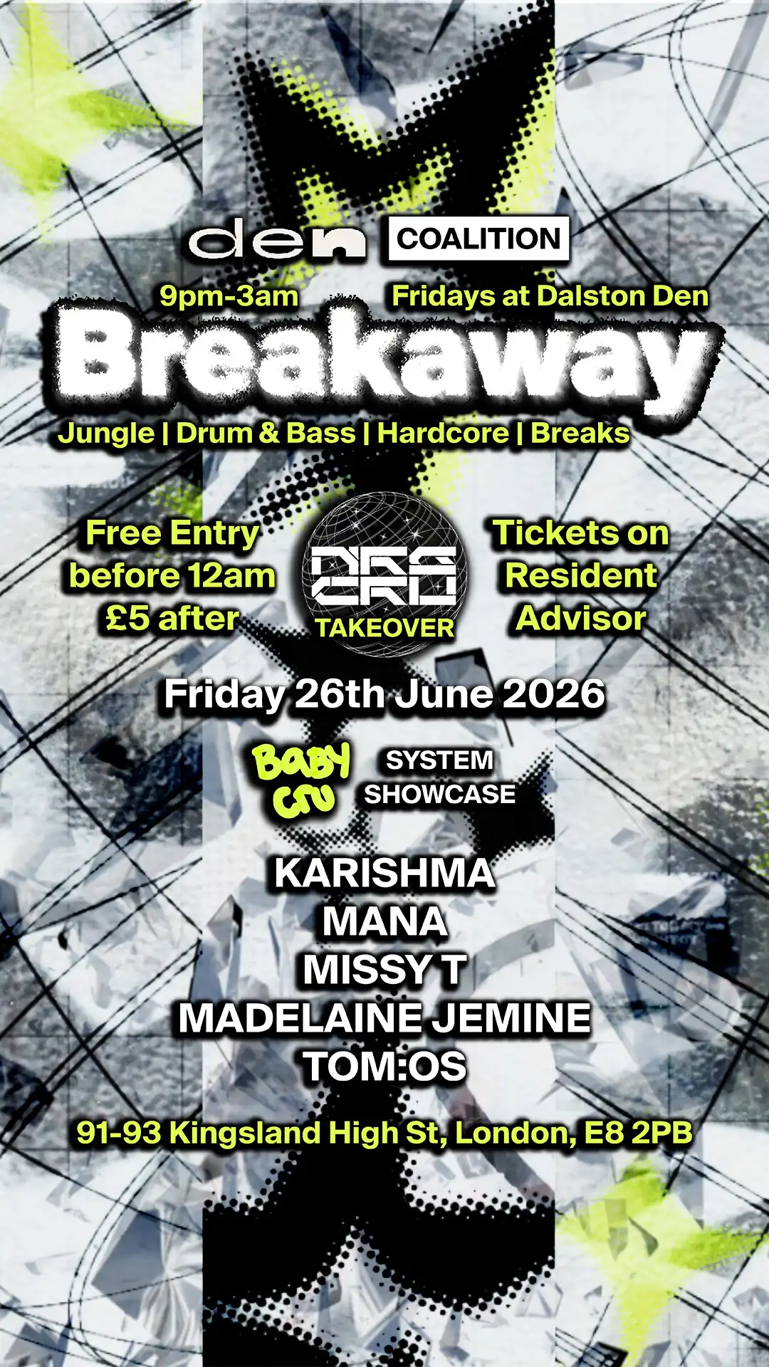 Breakaway: NRG CRU Takeover - FREE ENTRY BEFORE 12 - Jungle, Drum & Bass and 140 event poster