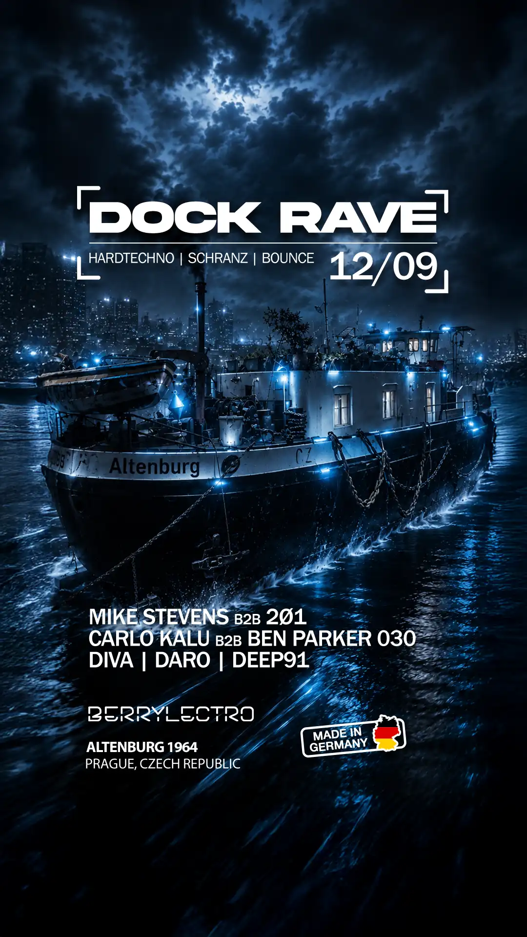 DOCK RAVE — MADE IN GERMANY event poster