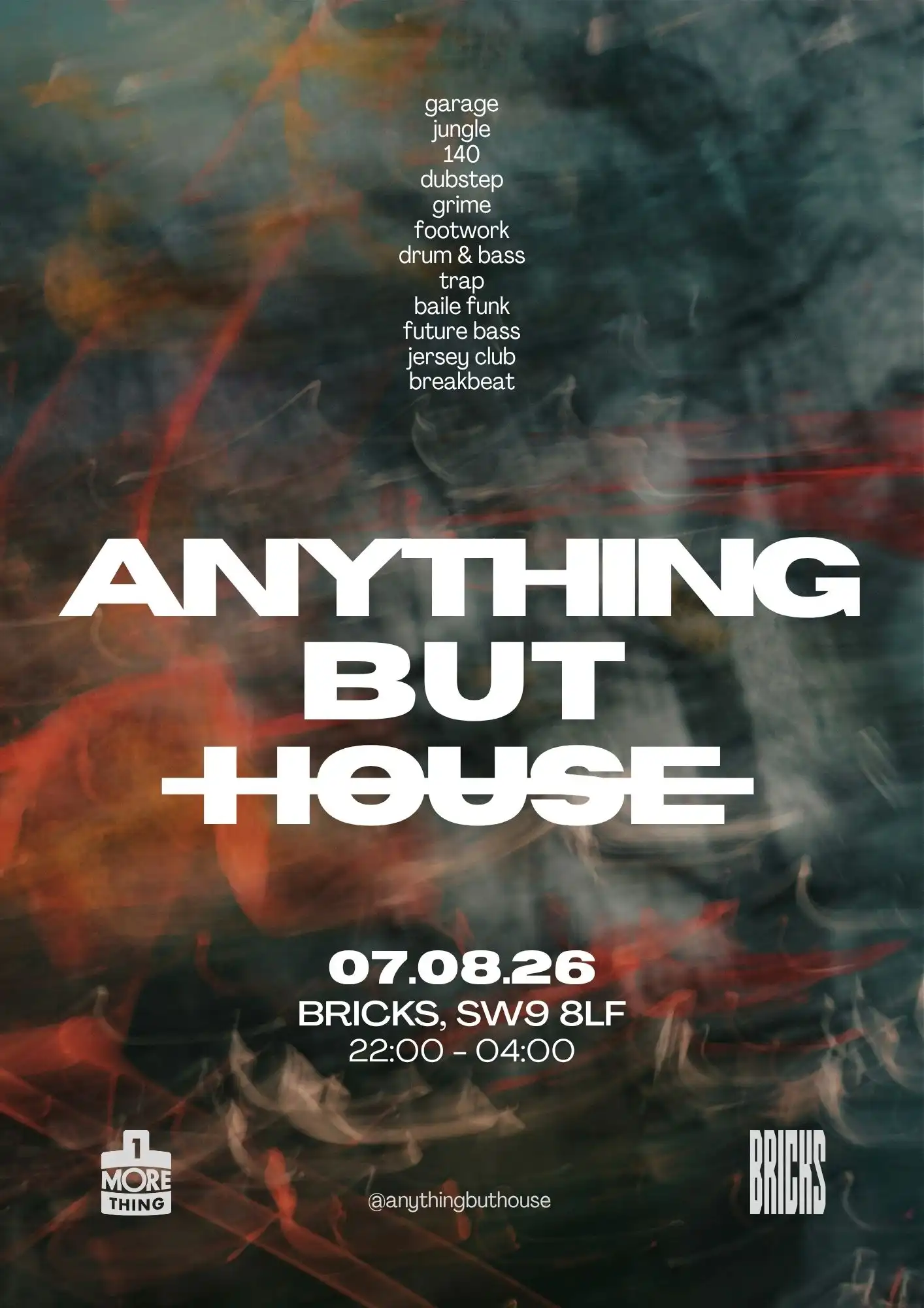 Anything But House (Brixton) event poster