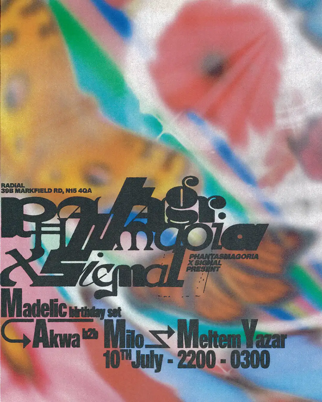 PHANTASMAGORIA x SIGNAL ↠ Madelic, Meltem Yazar, AKWA b2b Milo event poster