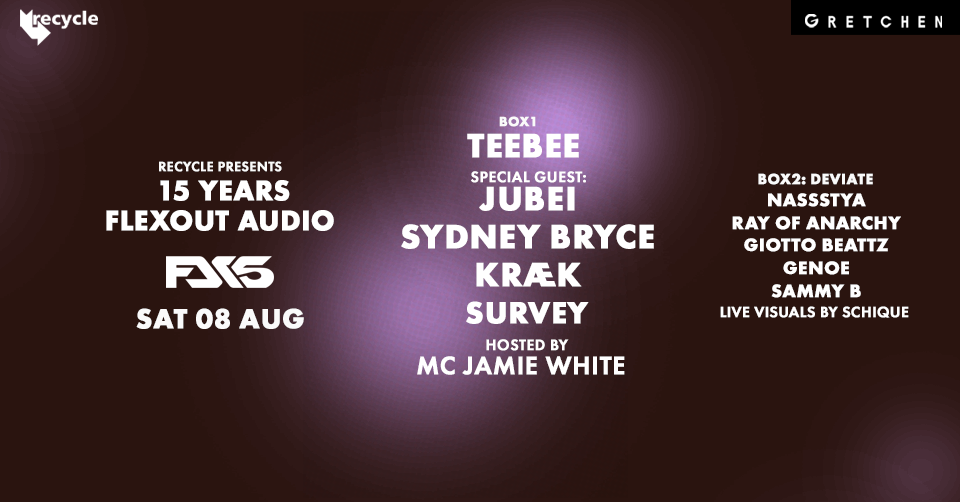 Recycle: 15 Years FLEXOUT AUDIO event poster