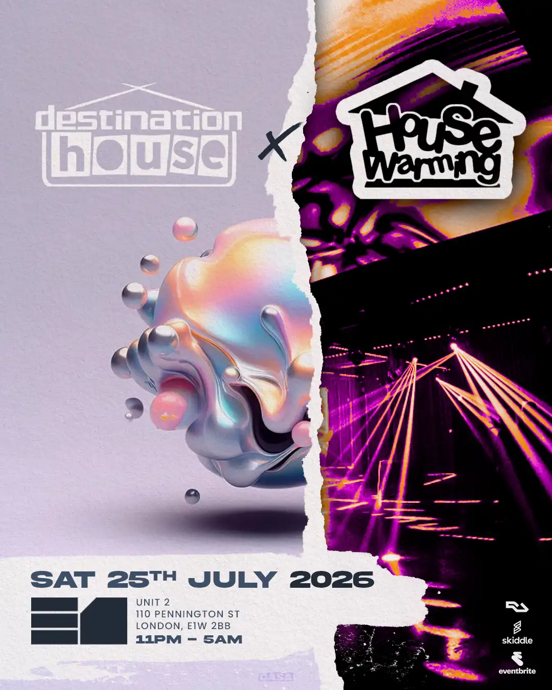 Destination House X House Warming event poster