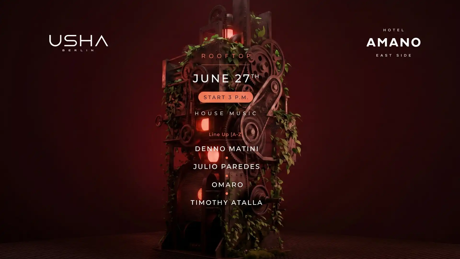 AMANO ROOFTOP PARTY - Usha Berlin VIBES event poster