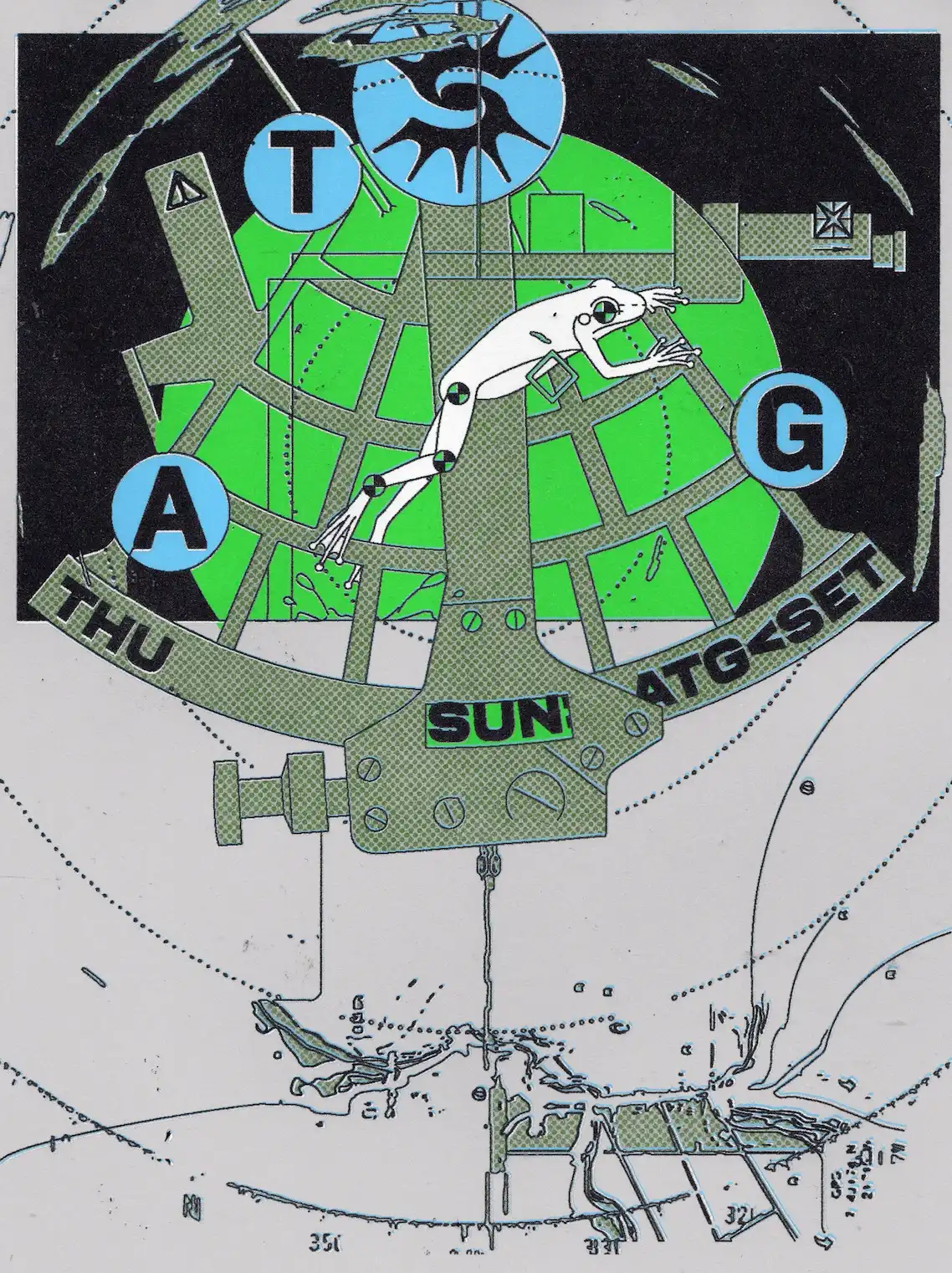 SUN > ATG < SET: Axis Alpha & Cawum event poster