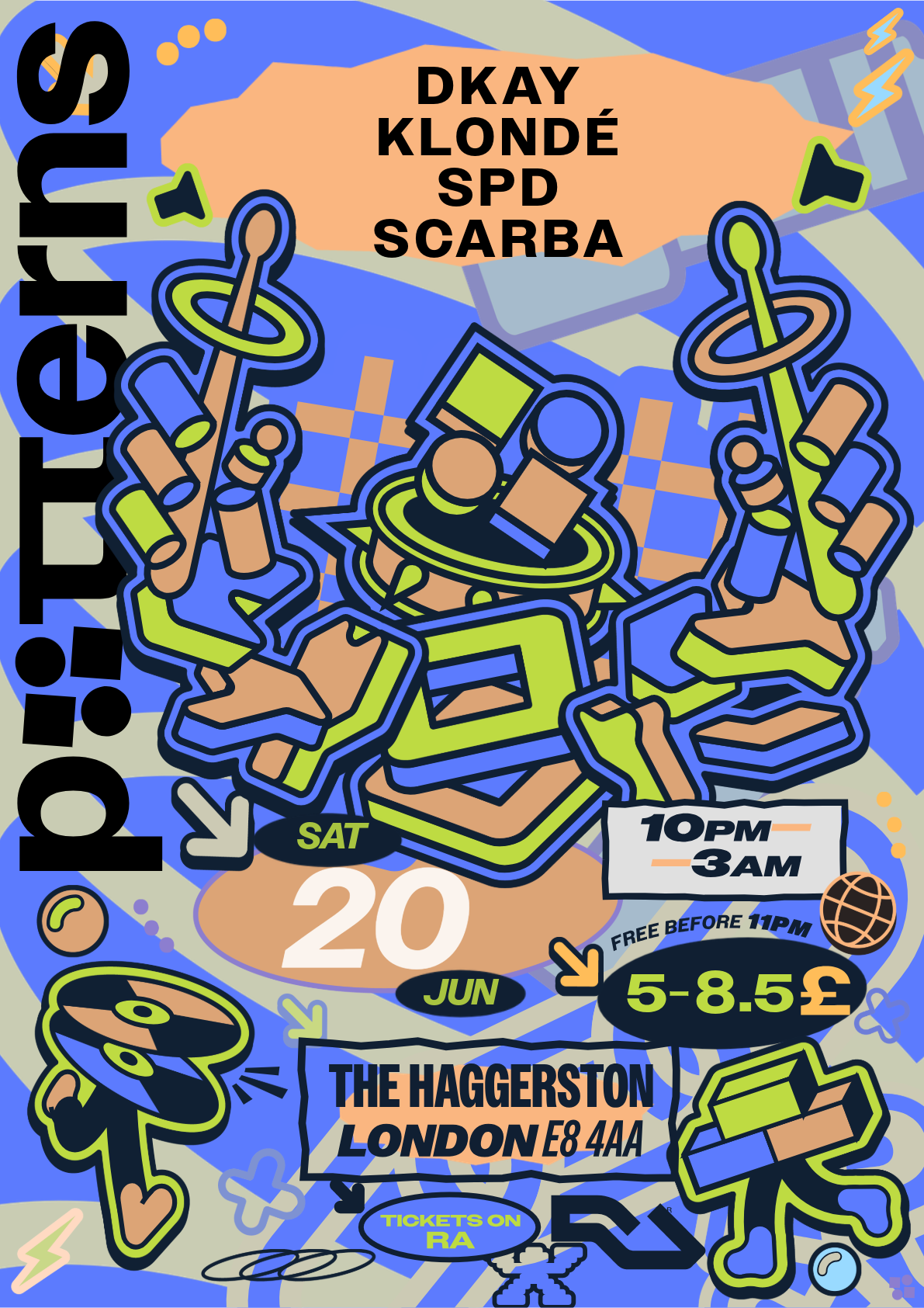 Patterns London: DKAY, KLONDÉ, SPD, SCARBA event poster