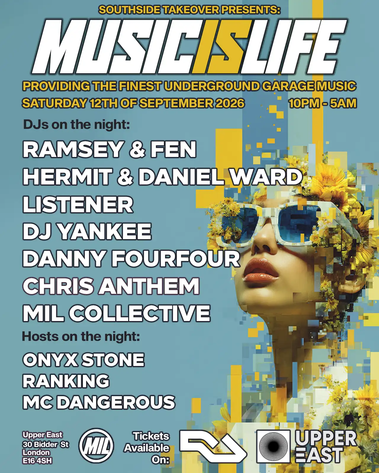 Music Is Life - Underground House and Garage event poster