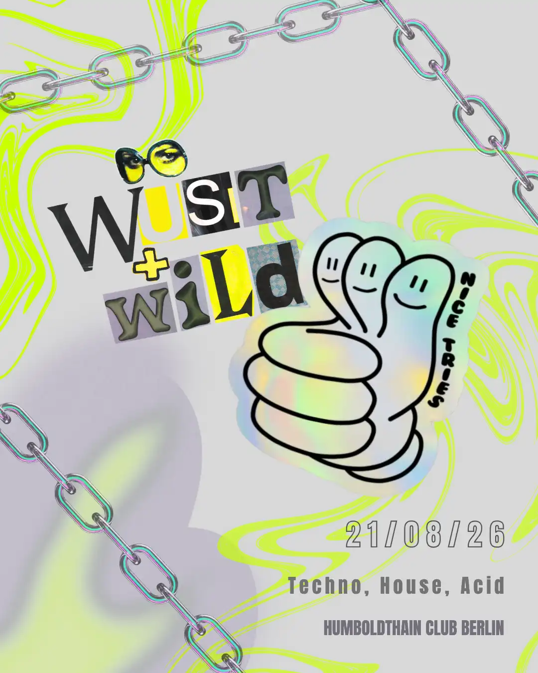 WÜSTuWILD X NICE TRIES BERLIN event poster