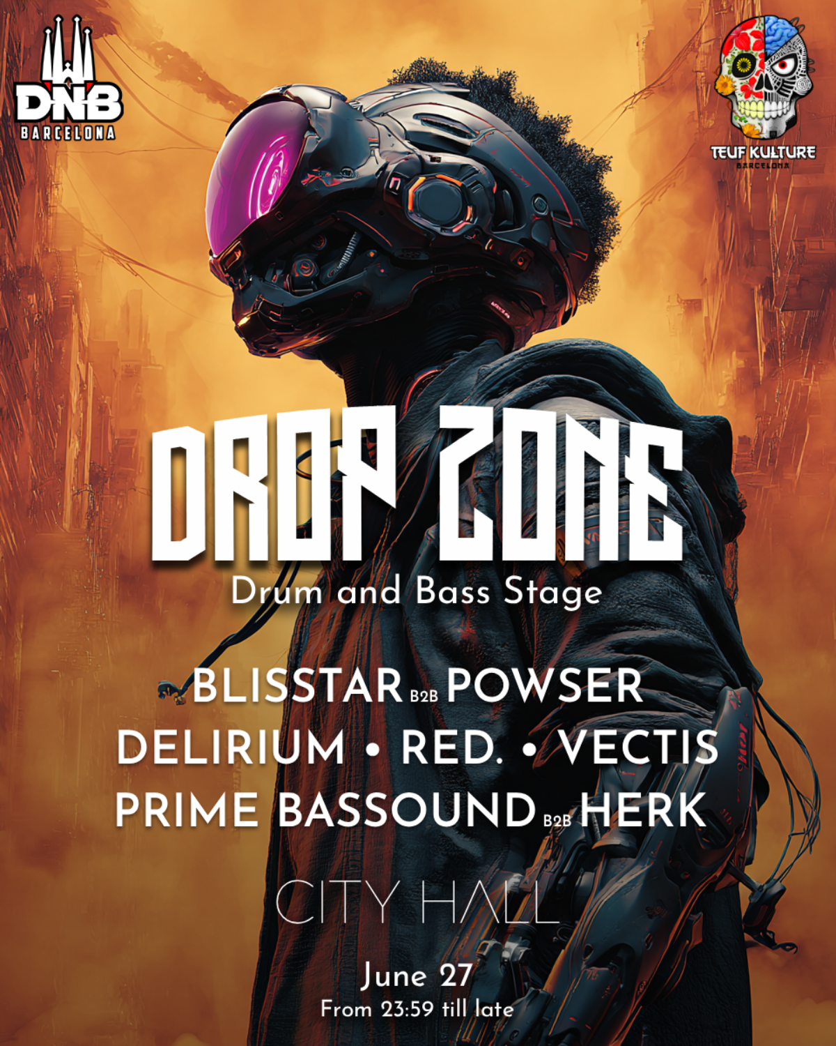 City Hall Drum & Bass Stage - Drop Zone x Teuf Kulture event poster