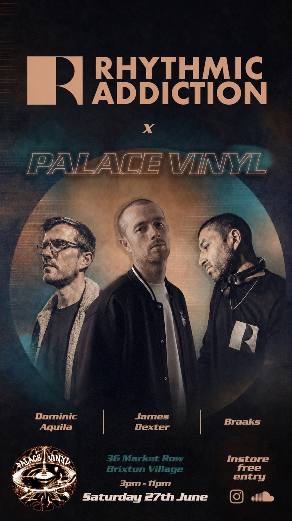 Rhythmic Addiction X Palace Vinyl event poster