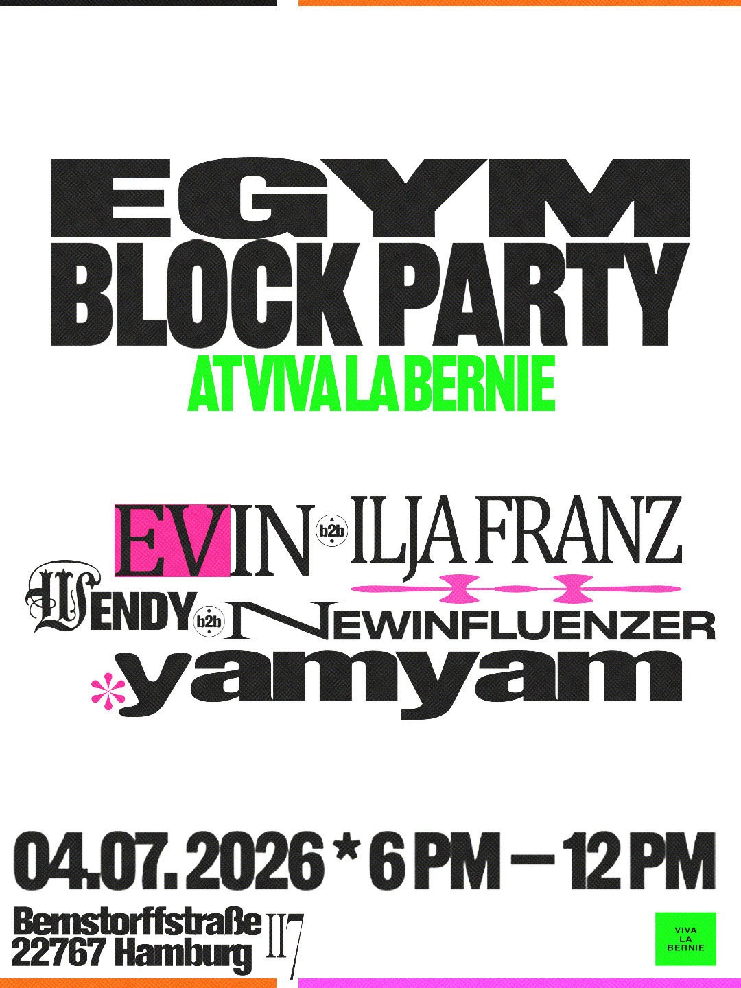 EGYM X VIVALABERNIE – BLOCK PARTY event poster