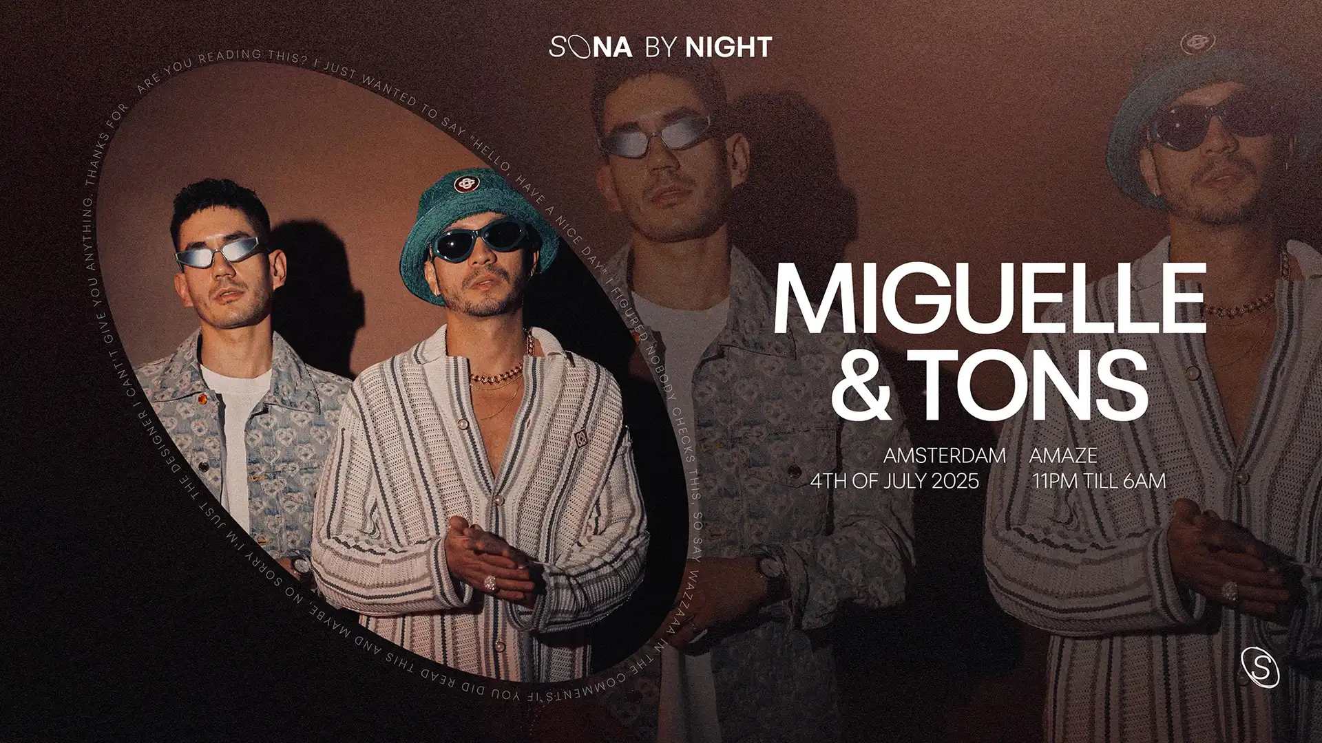 Sona By Night presents: Miguelle & Tons event poster