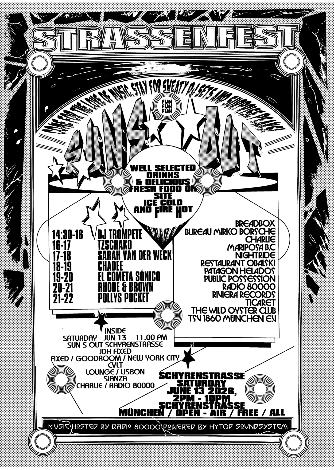 SUN S OUT SCHYRENSTRASSE BLOCKPARTY + SEASON CLOSING NIGHT event poster