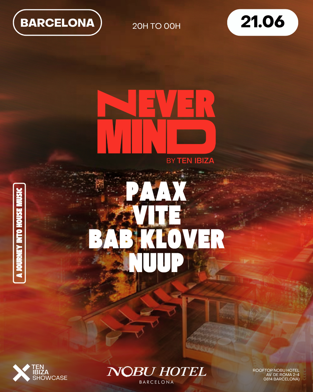 NEVERMIND by TEN Ibiza – Special Rooftop Session event poster