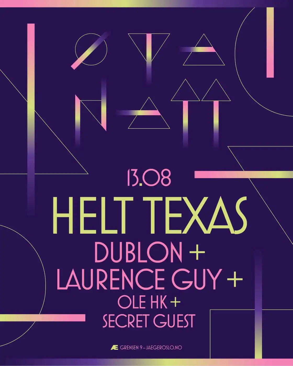 Øyanatt x Helt Texas Dublon + Laurence Guy event poster