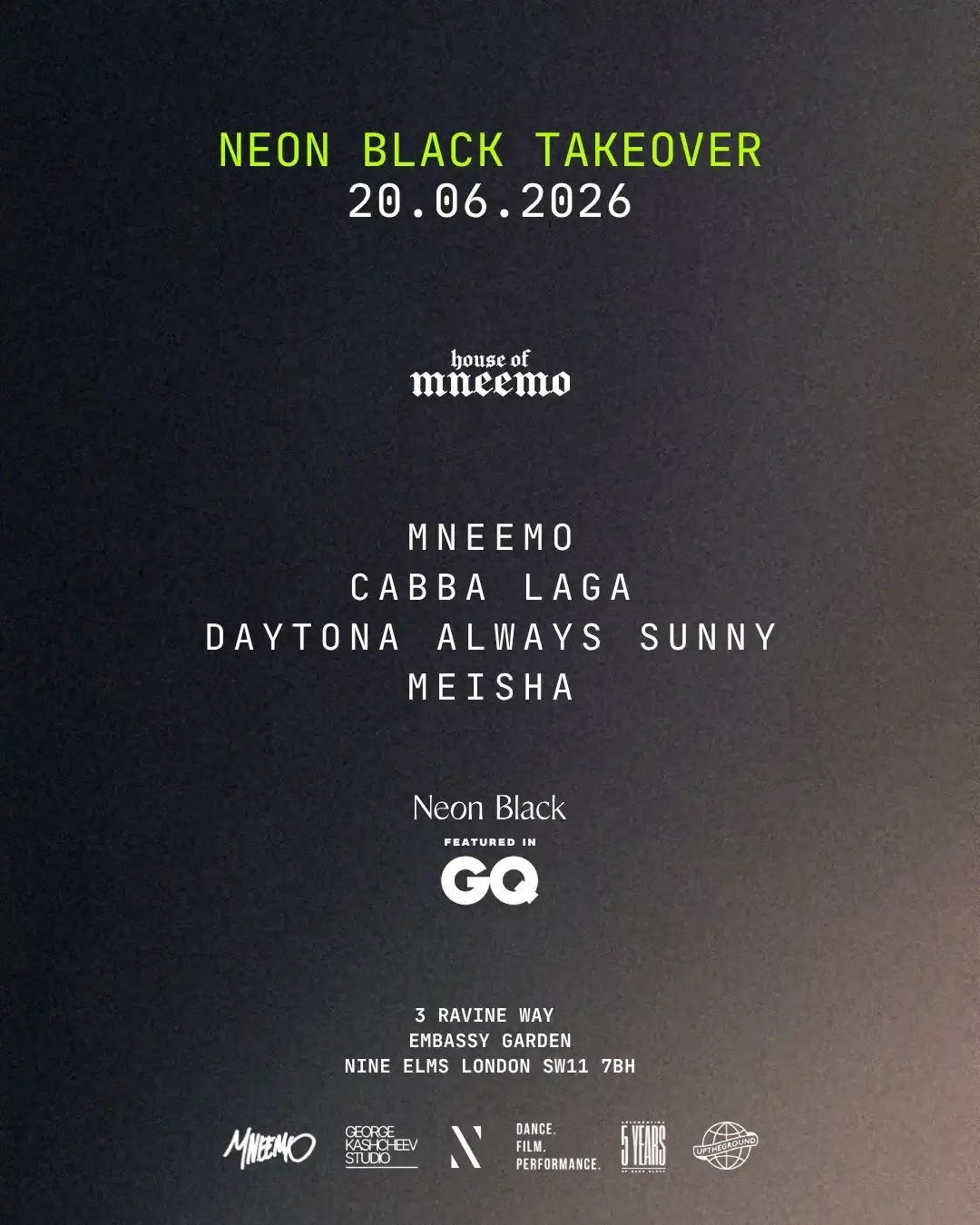 House of MNEEMO x Neon Black: Summer Takeover event poster