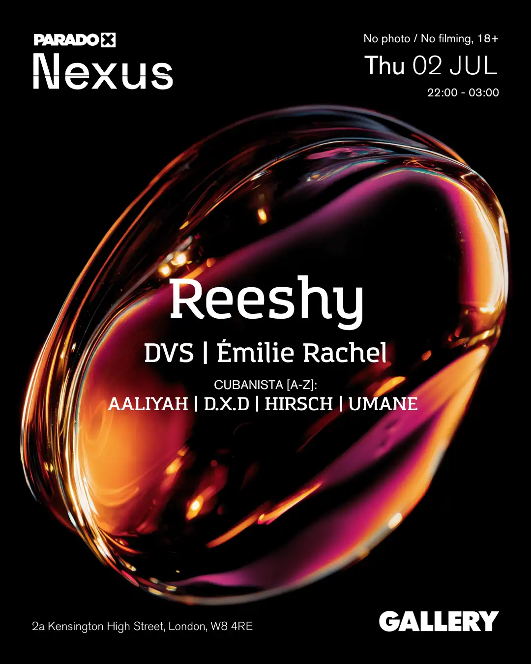 Paradox Nexus: Reeshy - Thursdays at Gallery event poster