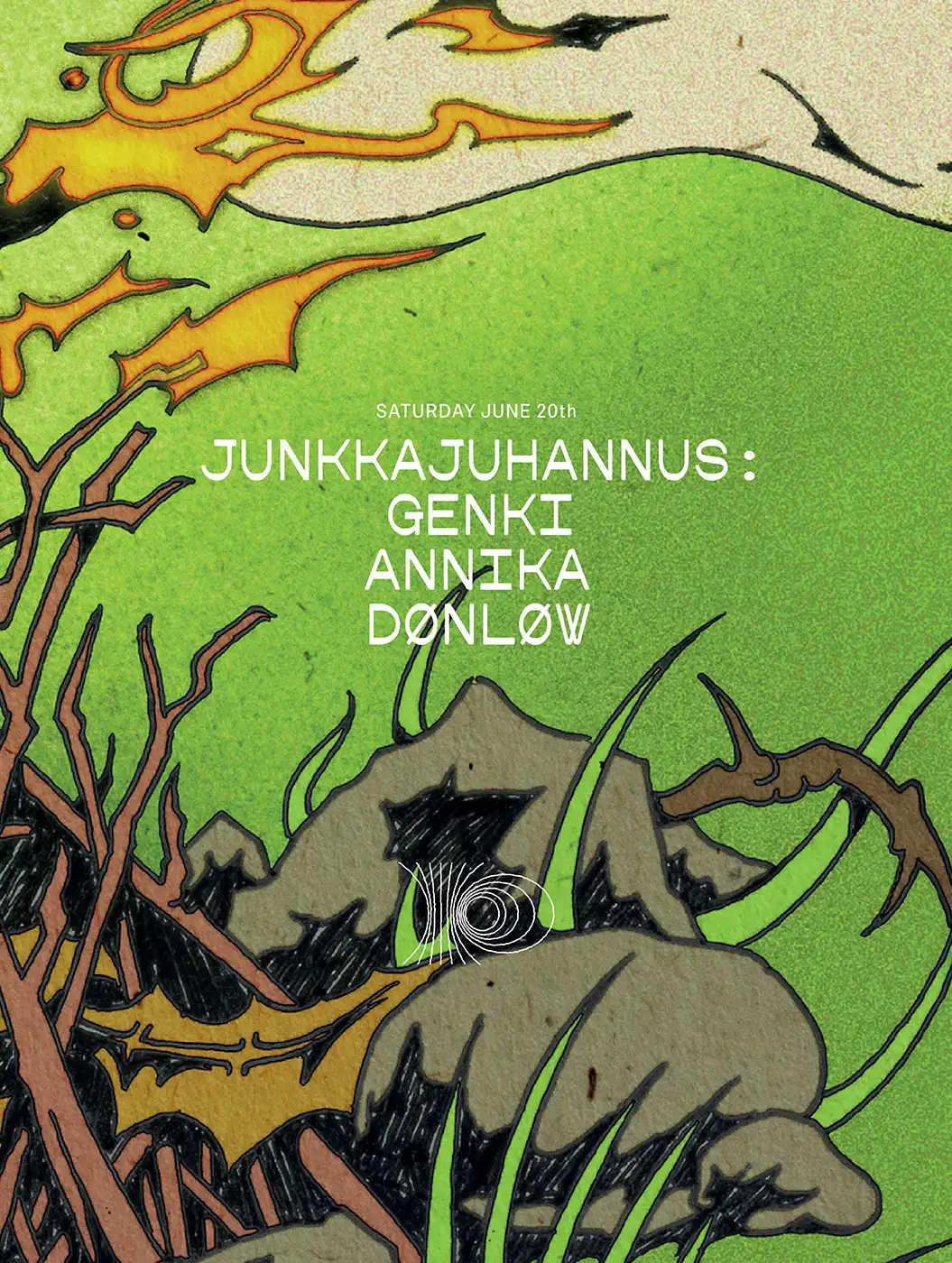 Junkkajuhannus: Genki, Annika, Dønløw event poster