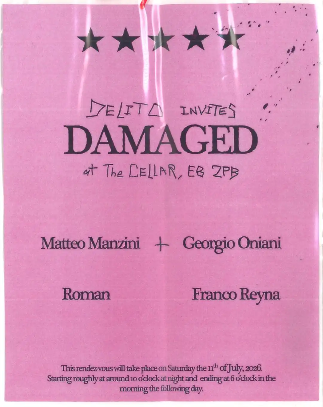 Delito invites: DAMAGED event poster