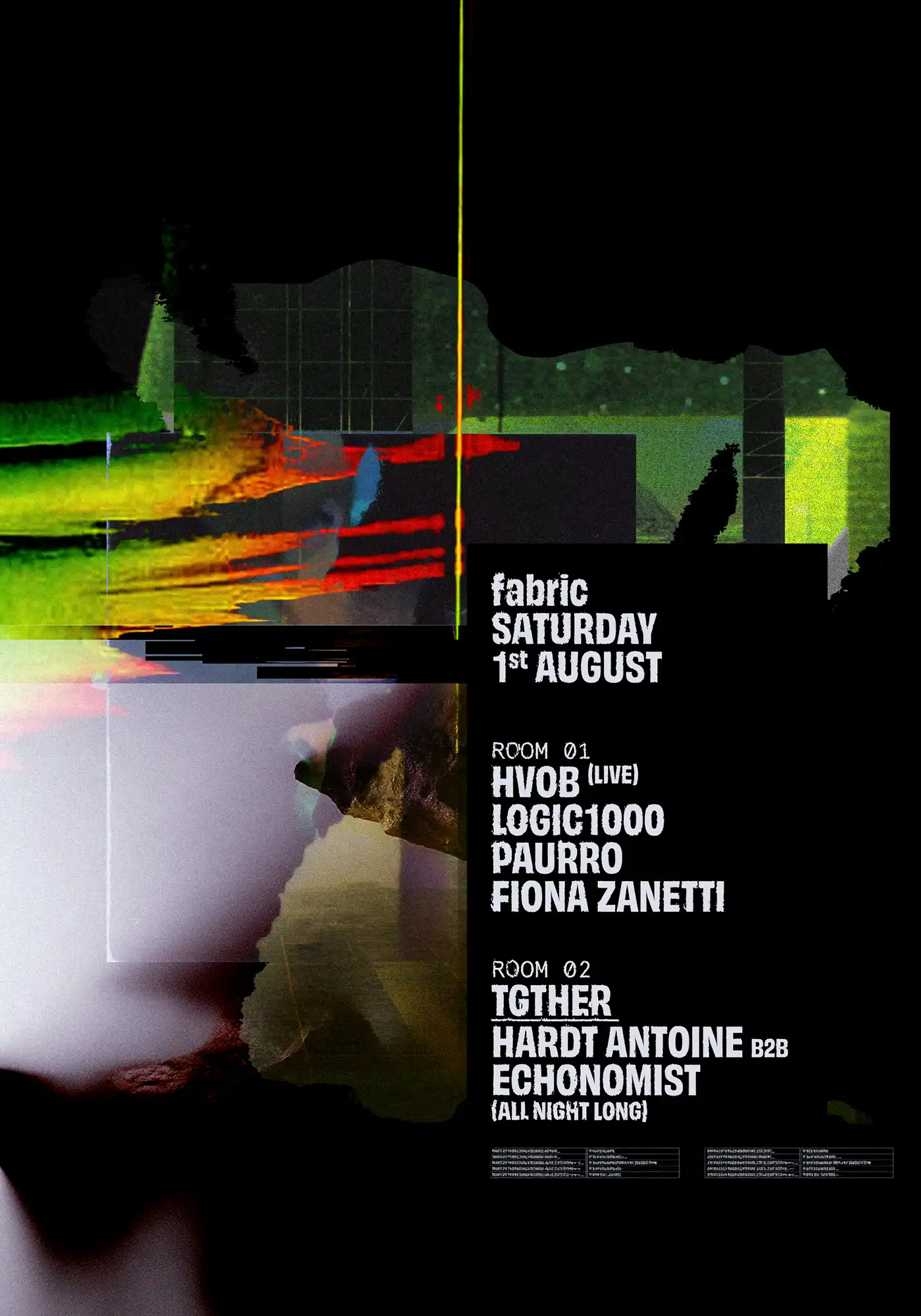 fabric: HVOB (Live), Logic1000, Hardt Antoine B2B Echonomist, PAURRO, Fiona Zanetti event poster
