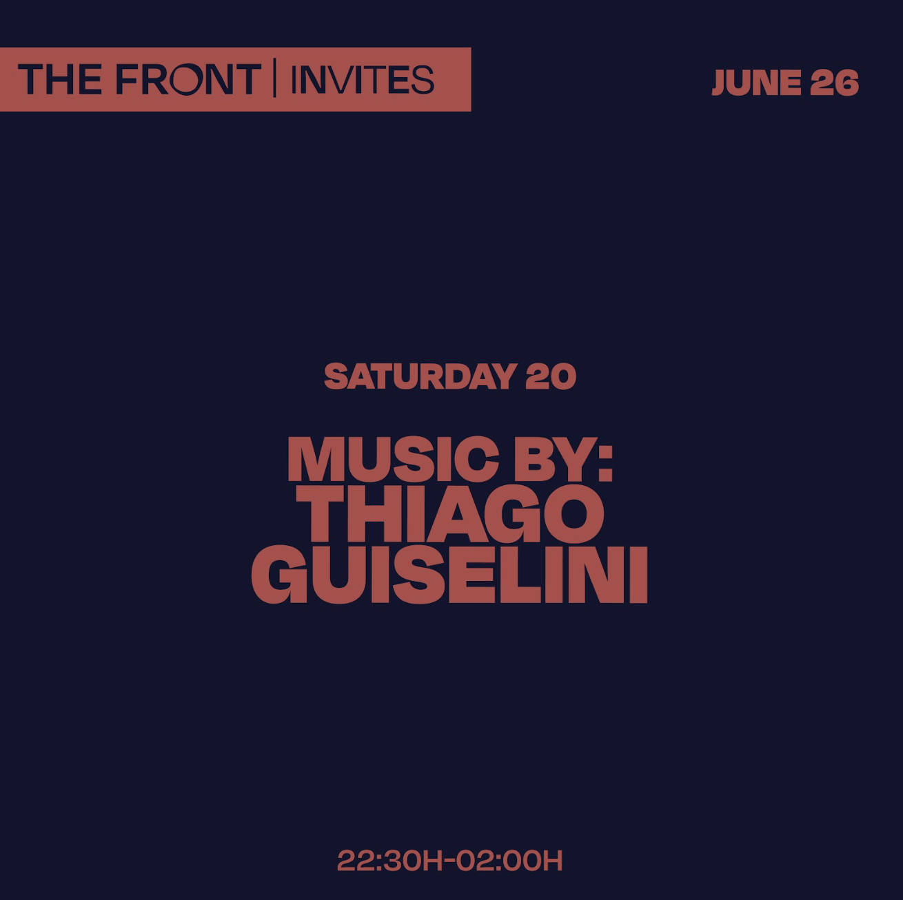 The Front Bar Invites Thiago Guselini event poster