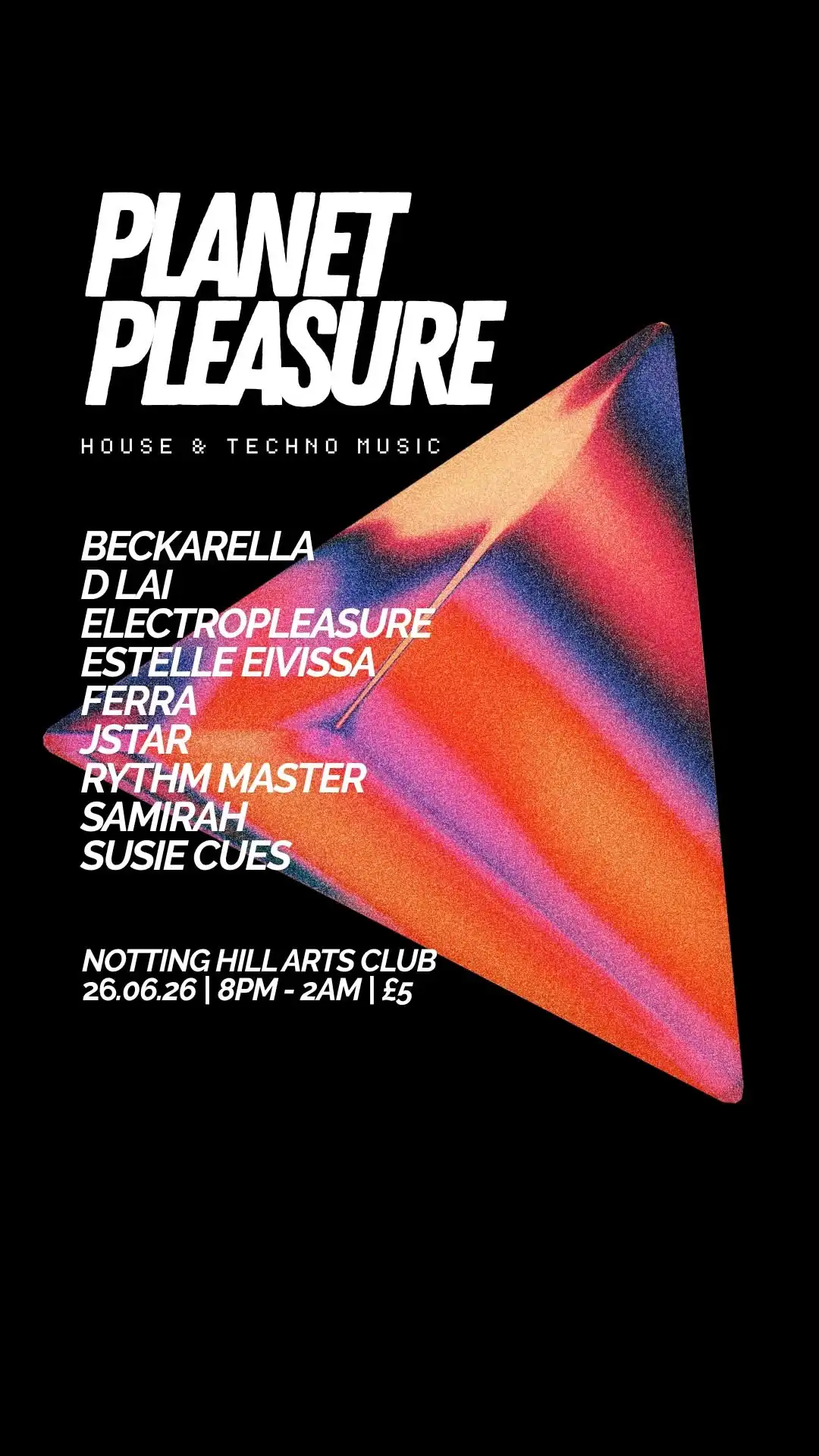 Planet Pleasure Electronic Club Nights event poster