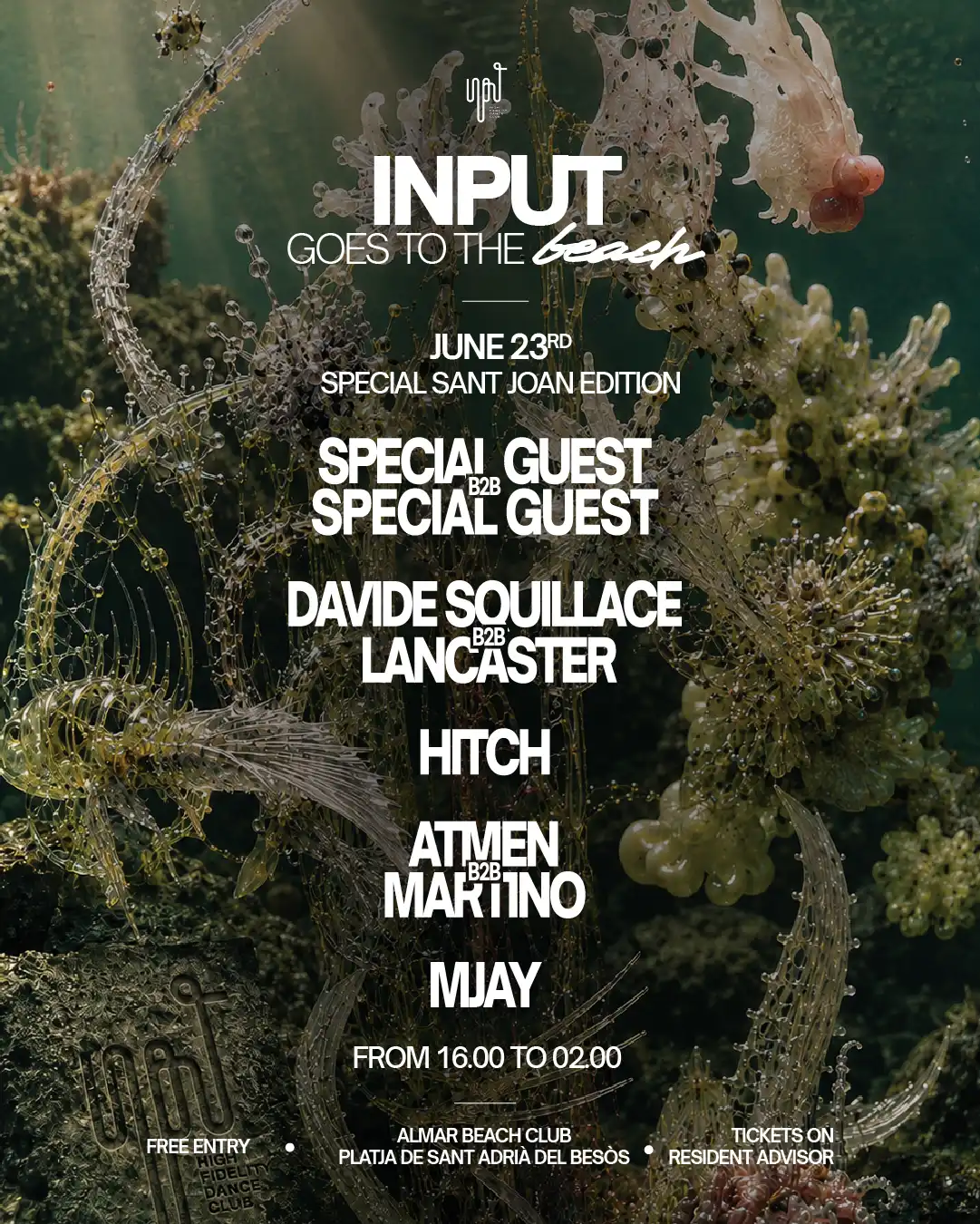 Sant Joan FREE OPEN AIR beach party INPUT Goes To The Beach event poster