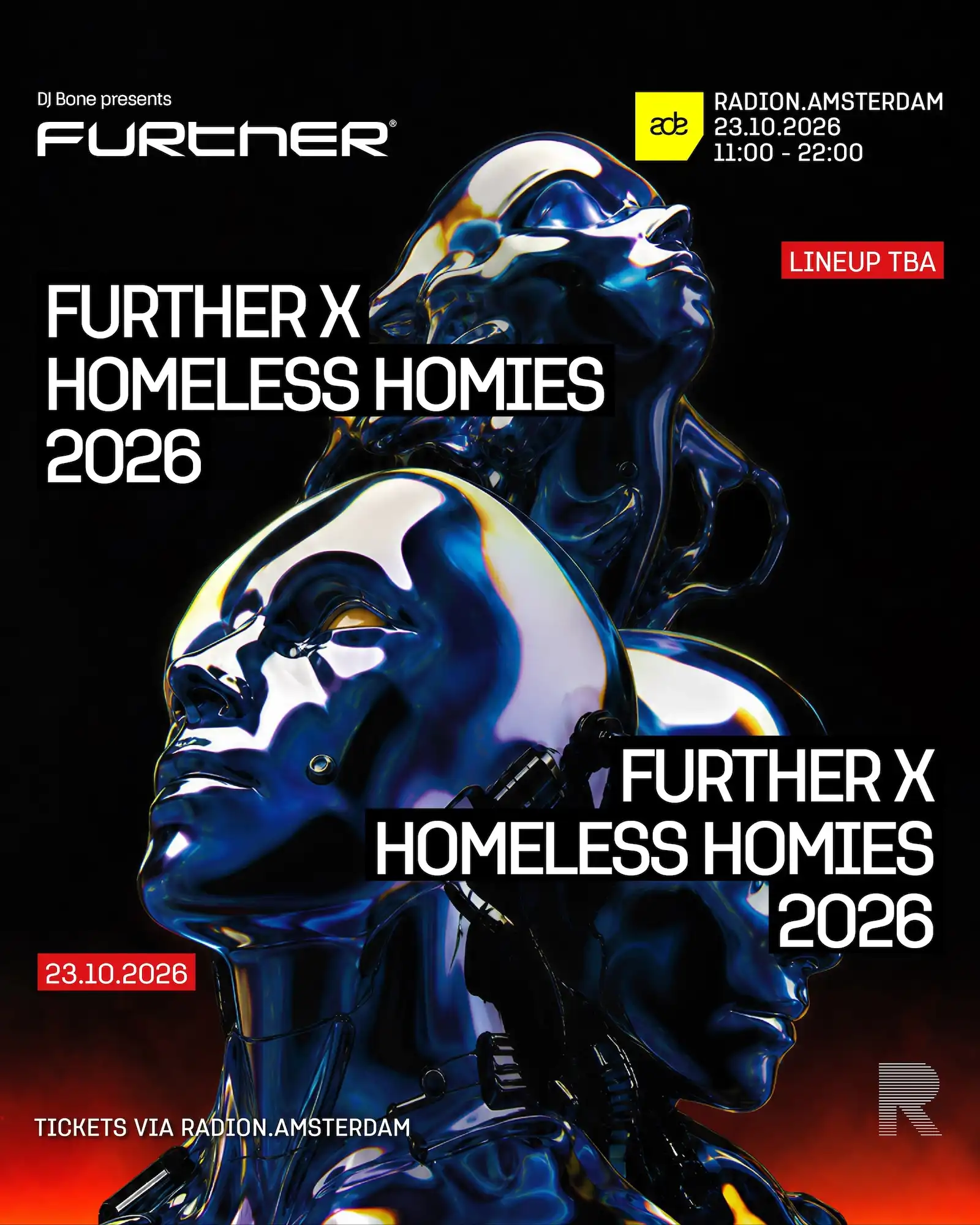 DJ Bone presents: FURTHER x Homeless Homies ADE 2026 event poster