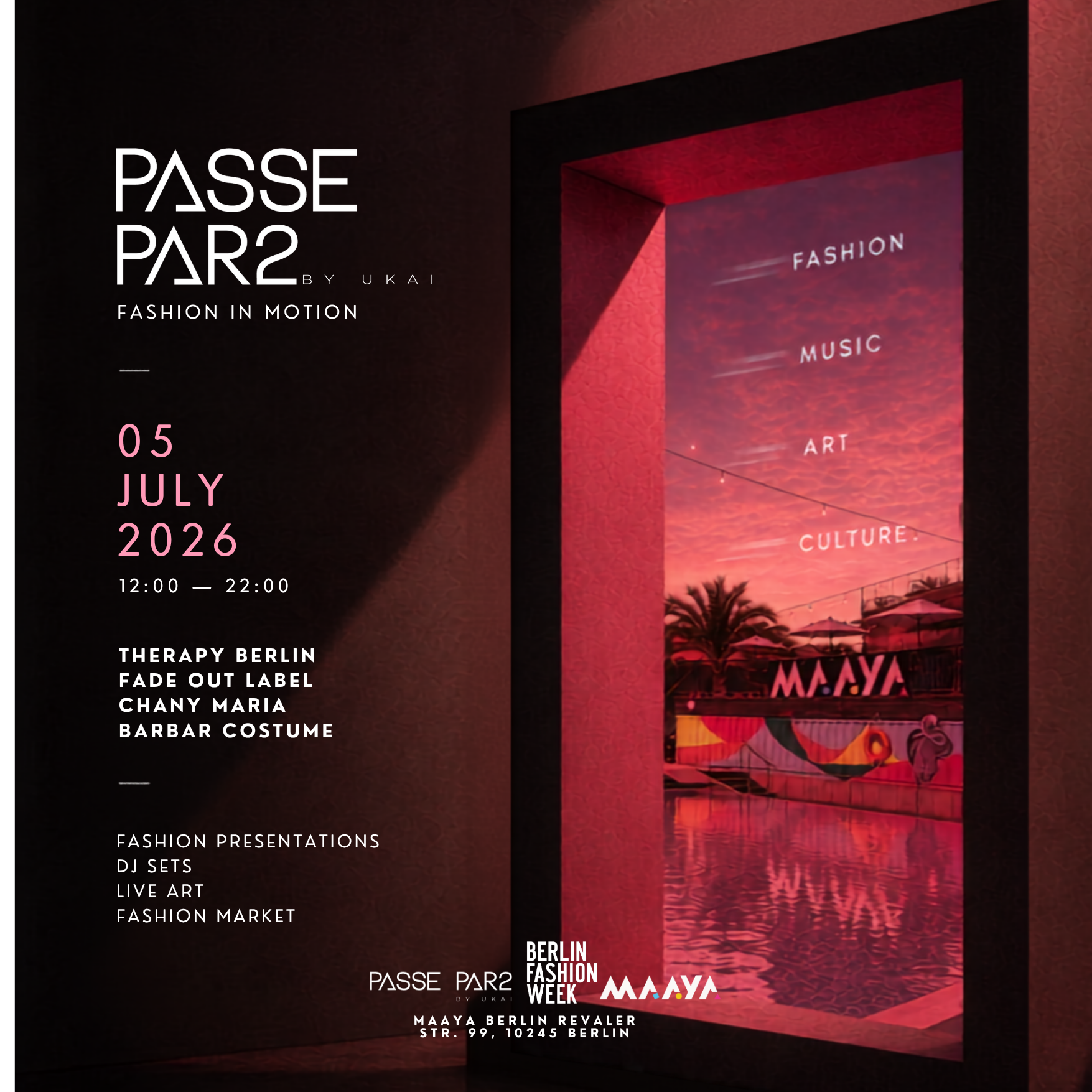 PASSE PAR2 x Berlin Fashion Week - Fashion in Motion Open Air event poster