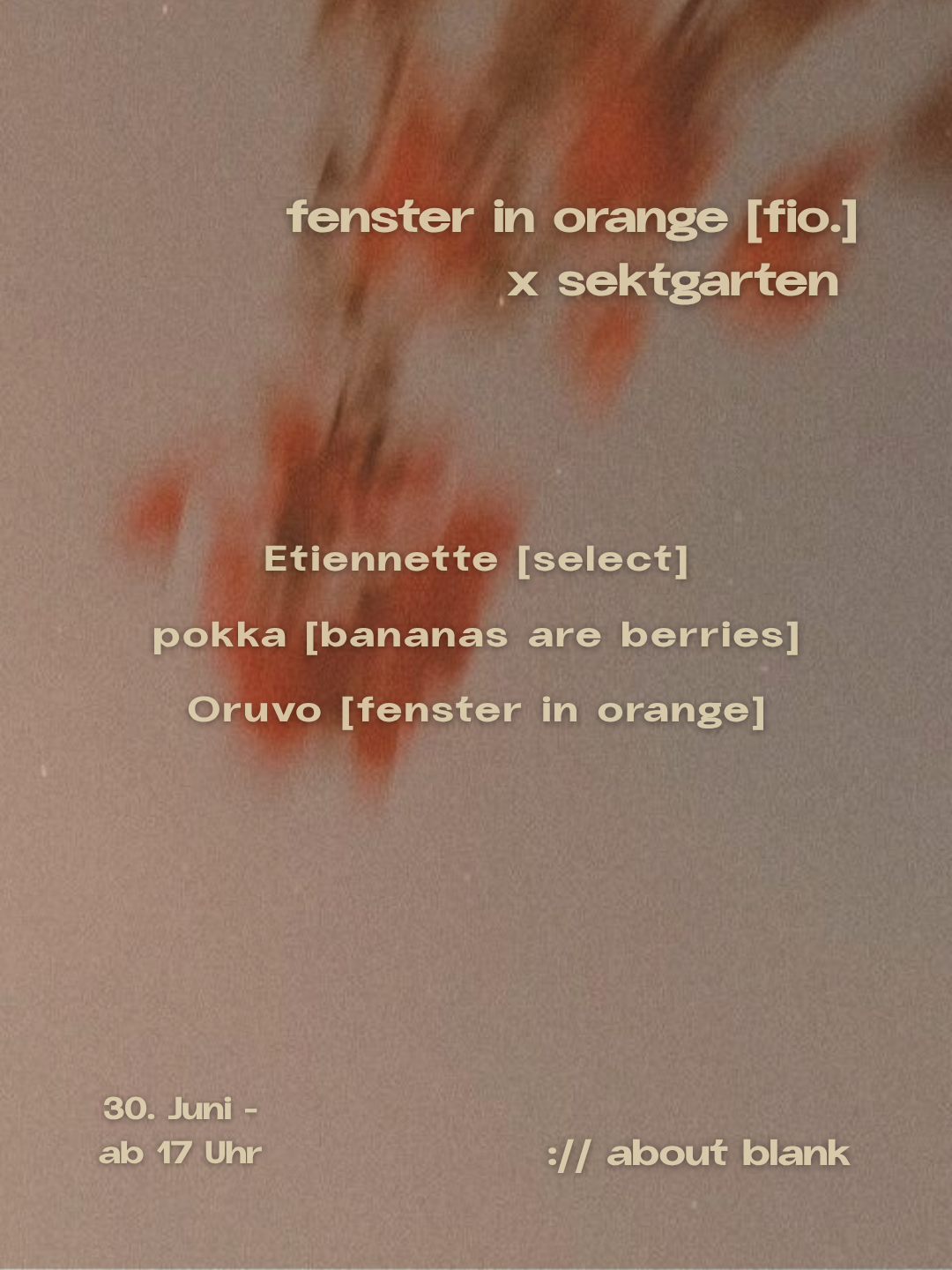 ://sektgarten x Fenster in Orange [free entry & open air] event poster