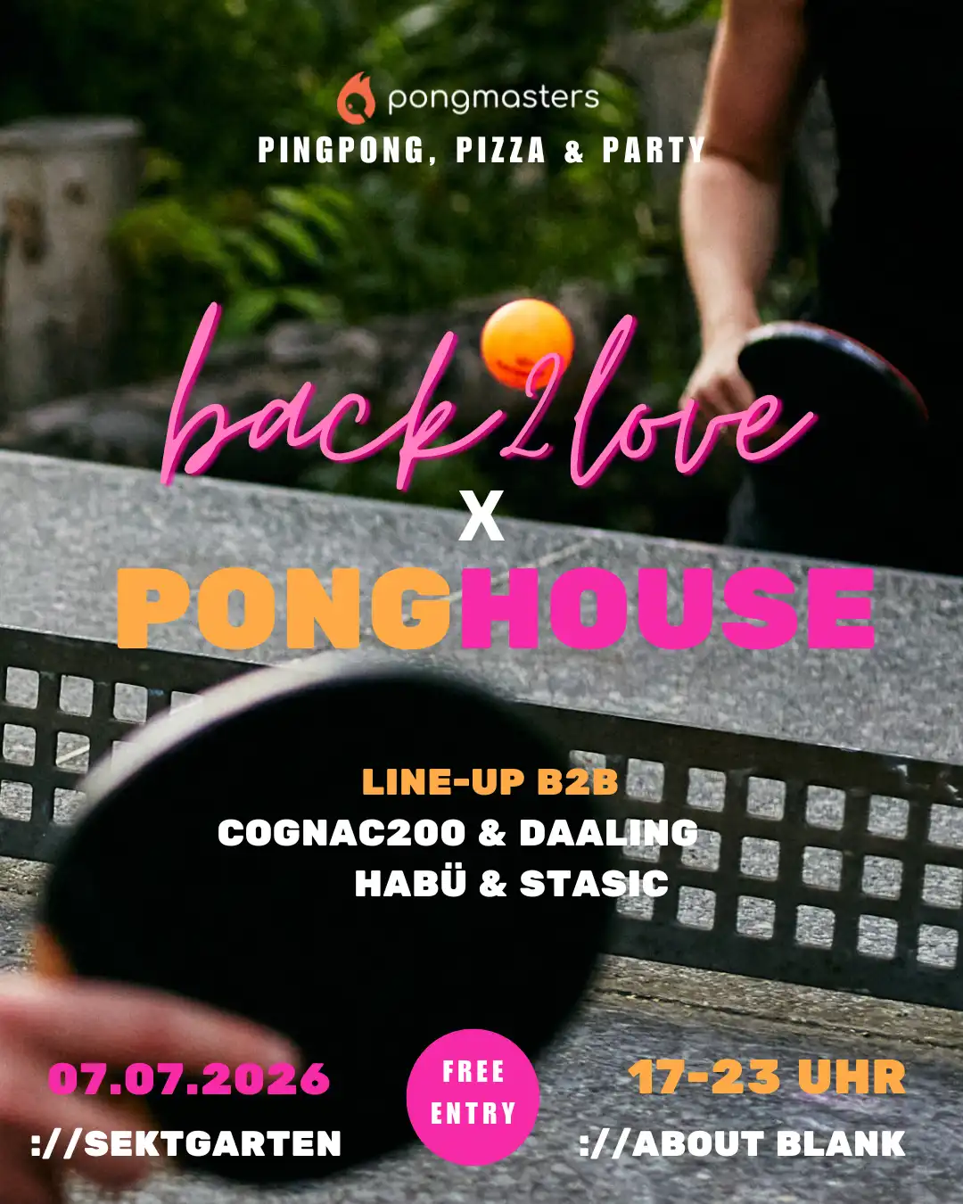 ://sektgarten x back2love x Ponghouse [free entry & open air] event poster